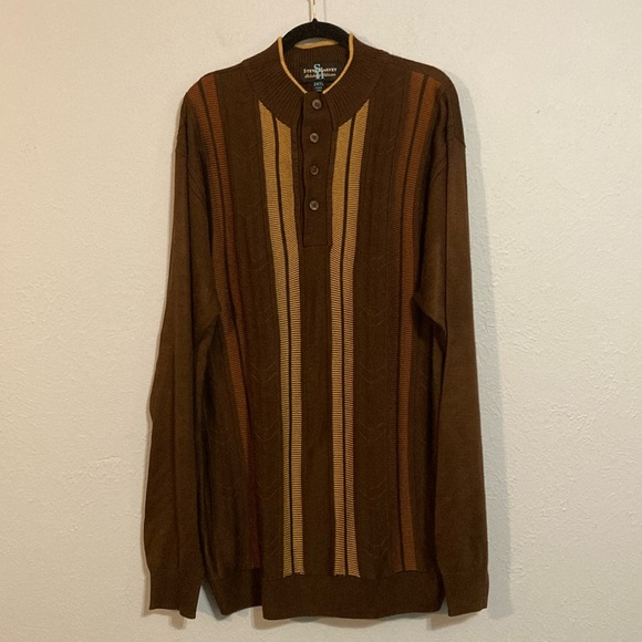Steve Harvey Celebrity Edition Mens Size 2XTL Brown Grandpa Core Sweater Stripes - Picture 1 of 12